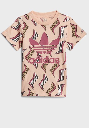 טישירט בנות ADIDAS הדפס מולטי בורדו 1-4