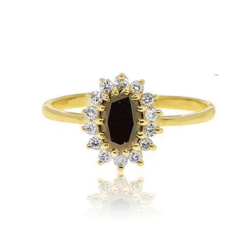 טבעת דיאנה אבן ספיר 1 קראט ויהלומים 0.26 קראט בזהב 14 קראט