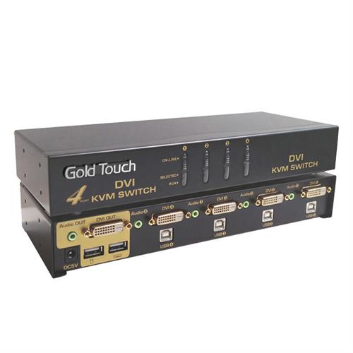 קופסת מיתוג GOLD TOUCH KVM-DVI-4