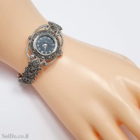 שעון מכסף מעוצב משובץ מרקזטים SH3260 | תכשיטי כסף