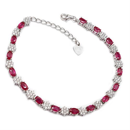 צמיד כסף משובץ אבני רובי וזרקונים Z3065