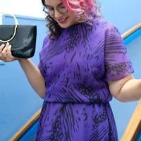 שמלת מידי סגולה שנות ה-80 מידה L/XL