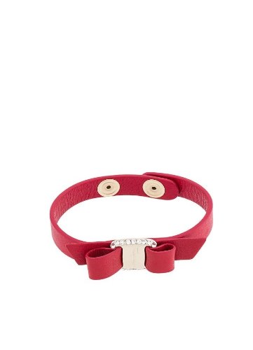 צמיד עור עם אבני סברובסקי  Salvatore Ferragamo vara bow leather bracelet