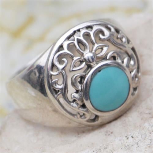 טבעת כסף משובצת טורקיז תכלת RG6774