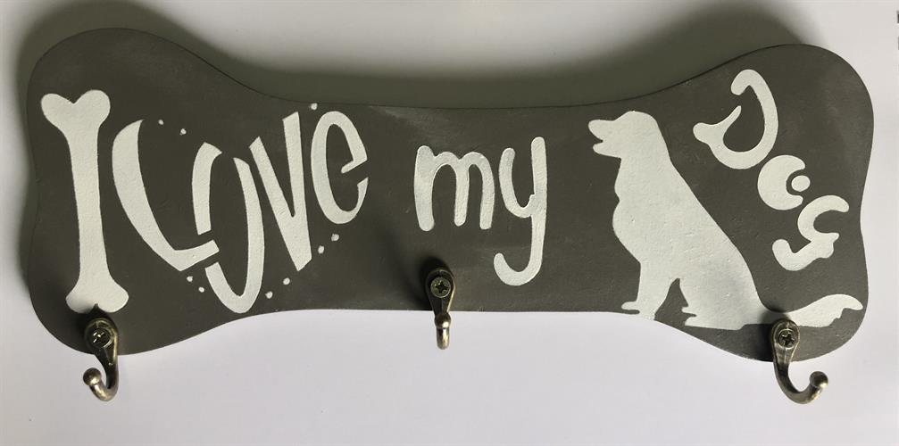 מחזיק מפתחות בצורת עצם I LOVE MY DOG