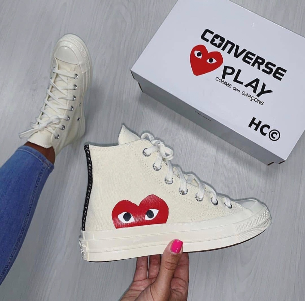 cdg white high tops