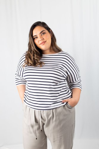 חולצת אונייל לבן פסים