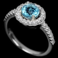 טבעת כסף משובצת טופז כחול וזרקונים RG5590 | תכשיטי כסף 925 | טבעות כסף