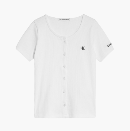 חולצת ריב לבנה עם כפתורים CALVIN KLIEN - מידות 4-16