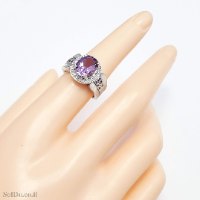 טבעת מכסף משובצת אבני אמטיסט RG6294 | תכשיטי כסף 925 | טבעות כסף