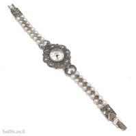 שעון מכסף מעוצב פנינים משובץ מרקזטים SH3270 | תכשיטי כסף