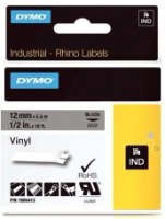 סרט סימון ויניל שחור על רקע אפור Dymo 1805413 Vinyl IND Tape 12mmx5.5m