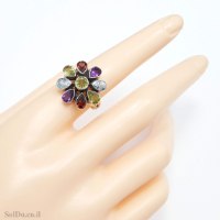 טבעת מכסף משובצת אבני חן RG6274 | תכשיטי כסף 925 | טבעות כסף