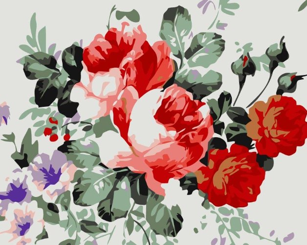 צביעה לפי מספרים - ענף ורדים