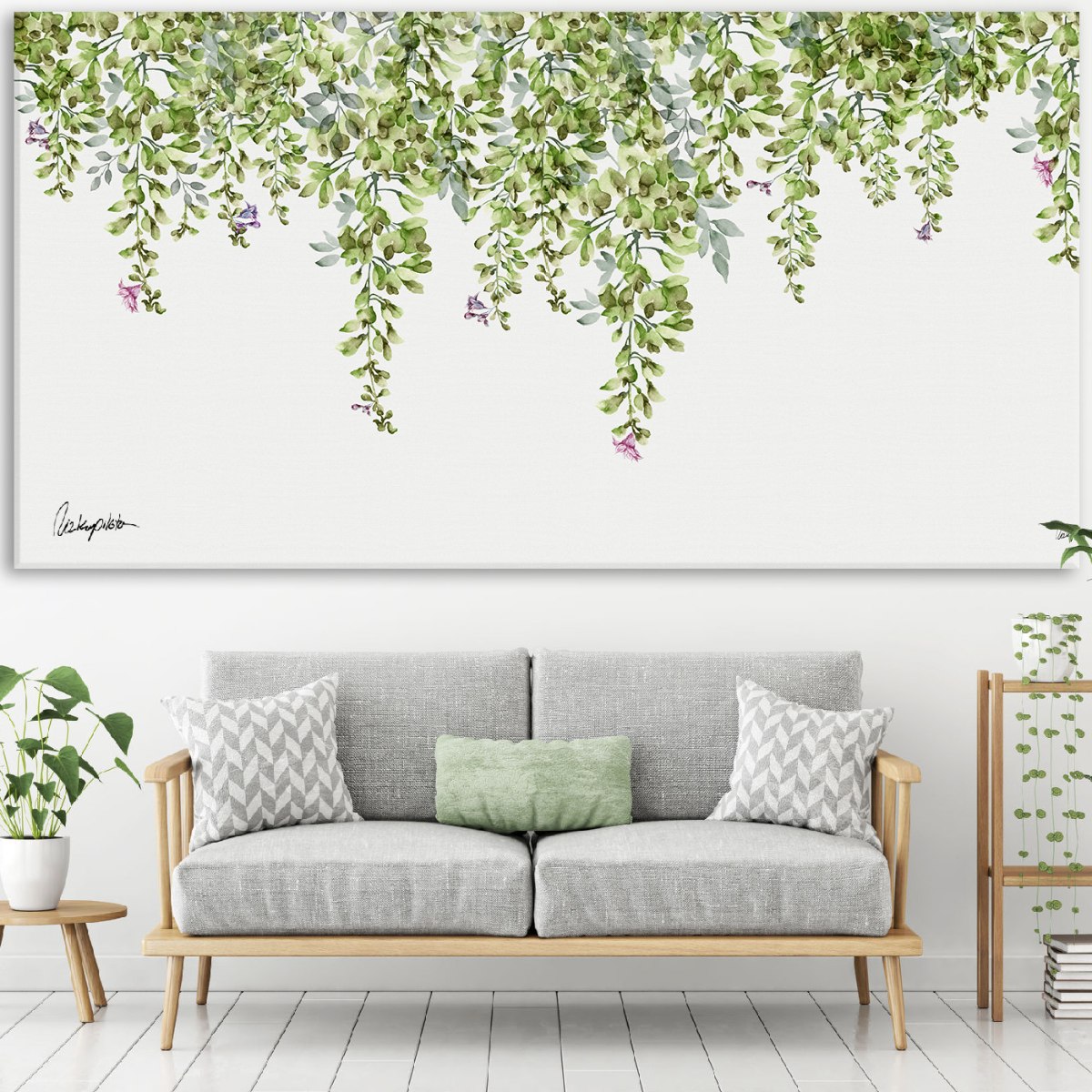 קנבס ענק עלים ירוקים בסלון