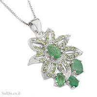 תליון מכסף משובץ אבני אמרלד T6068 | תכשיטי כסף