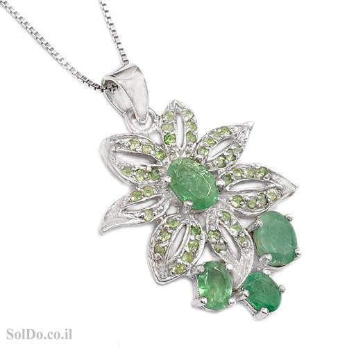 תליון מכסף משובץ אבני אמרלד T6068 | תכשיטי כסף