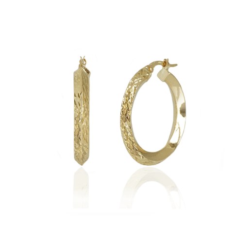 עגילי חישוק זהב מעוצבים עם חיתוכי לייזר 2.7 סמ