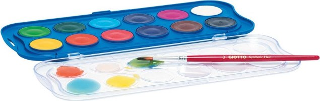 צבעי מים GIOTTO - סט 12 מטבעות 30 מ"מ