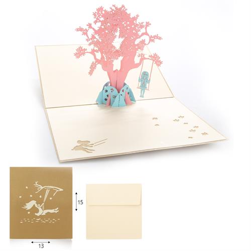 כרטיס ברכה POP UP עץ נדנדה