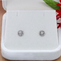 עגילי זהב 14 קראט 0.18 קראט יהלומים 88003 - מחיר מבצע!