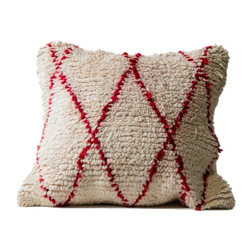 כרית ברברית לבנה עם איקסים אדומים