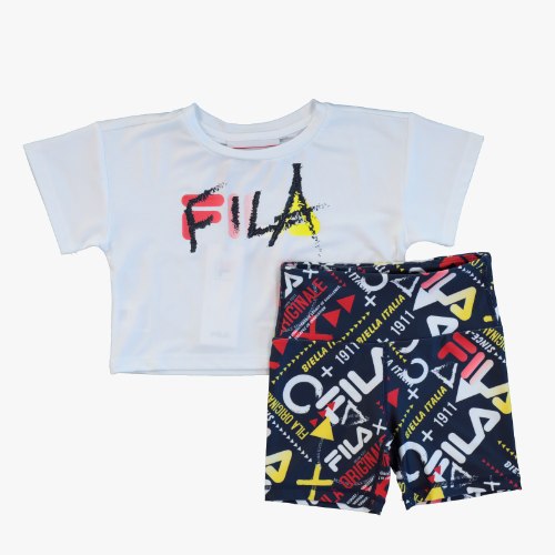 חליפת טייץ בייקר לבנה וצבעוני FILA - מידות 4-16 שנים