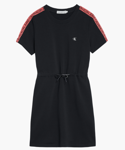 שמלה שחורה עם פס לוגו אדום CALVIN KLIEN - מידות 4-16