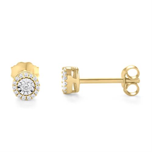 עגילי זהב צהוב 14 קראט משובצים יהלומים