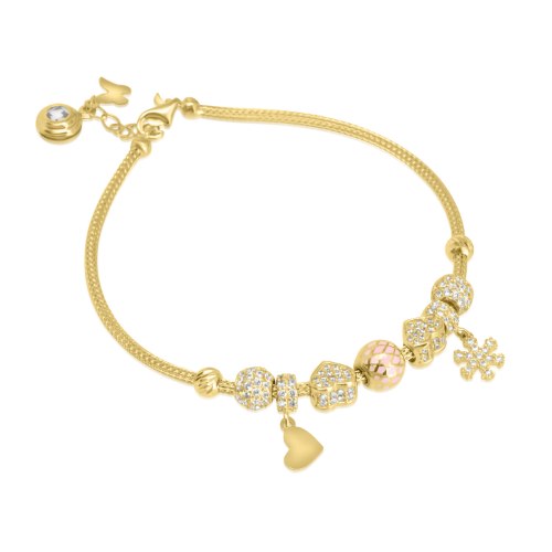 צמידי צ'ארמס זהב 14 קרט וזרקונים לאישה