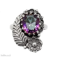 טבעת מכסף מעוצבת משובצת מיסטיק טופז RG6273 | תכשיטי כסף 925 | טבעות כסף