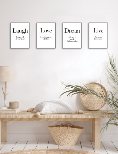 רביעיית תמונות השראה אהבה, צחוק, חלום וחיים דגם 11