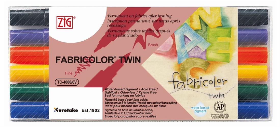 זיג טוש טקסטיל מכחול דו"צ סט 6