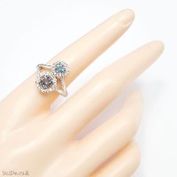 טבעת מכסף משובצת אבני בלו טופז ואבני זרקון RG6338 | תכשיטי כסף 925 | טבעות כסף