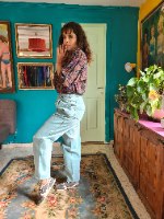 ג'ינס באגי טורקיזי מופלא מידה S/M