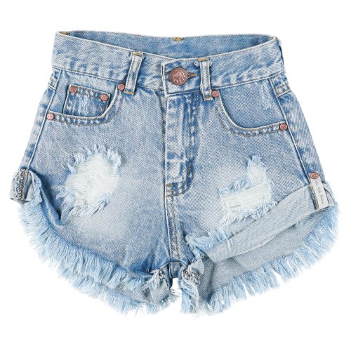 שורט ג׳ינס בהיר פרנזים עם כפל - VIEW - מידות 2-16