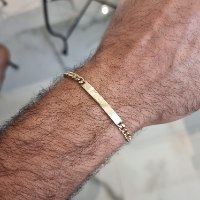 צמיד חוליות עם פלטה לחריטה לגבר זהב איטלקי צהוב 14 קרט