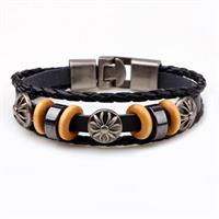 צמיד לגבר ולאשה עור ופלדת אל חלד OP08160007.5IN