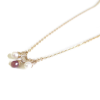 סט שרשראות מגולדפילד עם אבני רובי ופנינה דגם גפנן