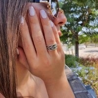 טבעת כסף דגם עלים R-38