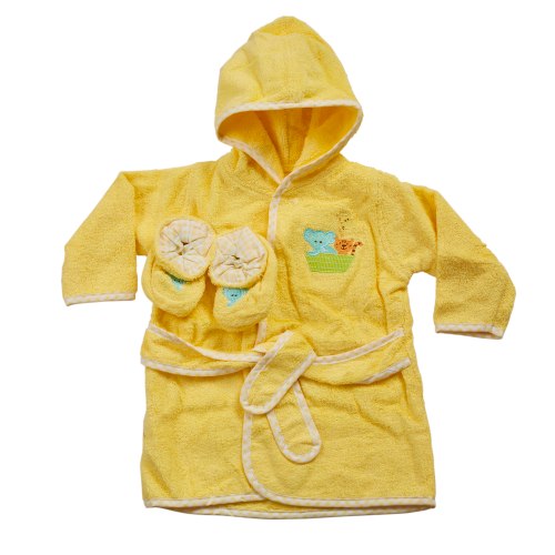 חלוק רחצה עם נעליים אמבטיה צהוב