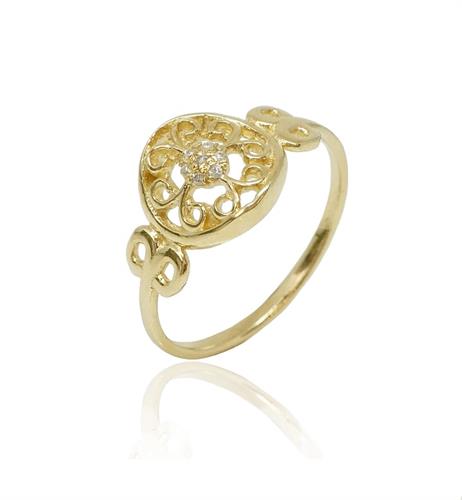 טבעת זהב בסגנון הארט-נובו עם יהלומים