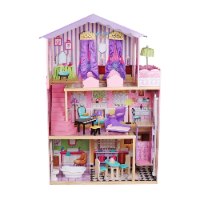 W06A232 - בית בובות נסיכות כולל מעלית, מרפסת שמש וריהוט מלא, צעצועץ