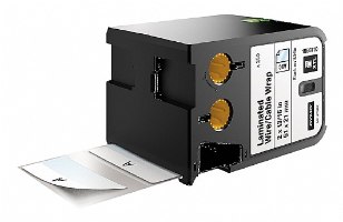 סרט סימון למינציה שחור על רקע לבן Dymo 1868710 Laminated Cable Wrap XTL Tape 21x51mm