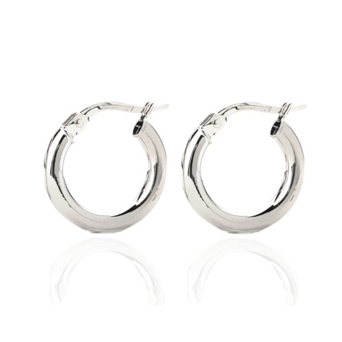 עגילי חישוק זהב לבן עבים 3.2 ס"מ