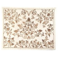 כיסוי חלה רקמה דגם רימונים כסף