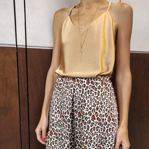 גופיית סאטן משי - זהוב שמפניה