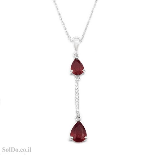 תליון כסף משובץ אבני רובי ואבני זרקון T6171 | תכשיטי כסף
