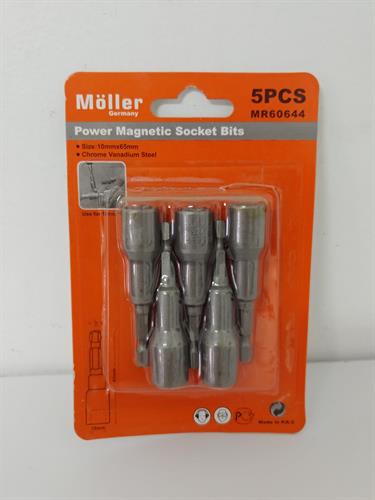 סט 5 בוקסה ביט מגנטי 10*65 מ"מ, 10 מ"מ