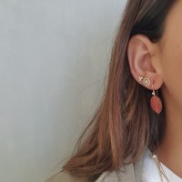 עגילי זהב 14K משובץ אבן חן רוז קוורץ